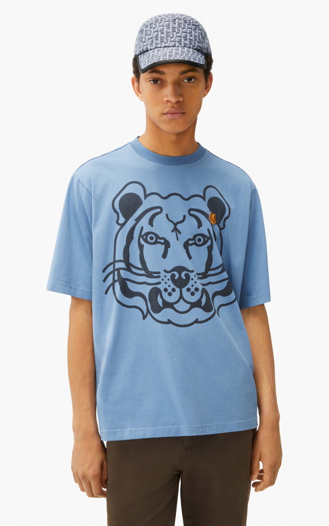 T Shirt Kenzo K Tiger oversized Homme Bleu | OHZP-84713